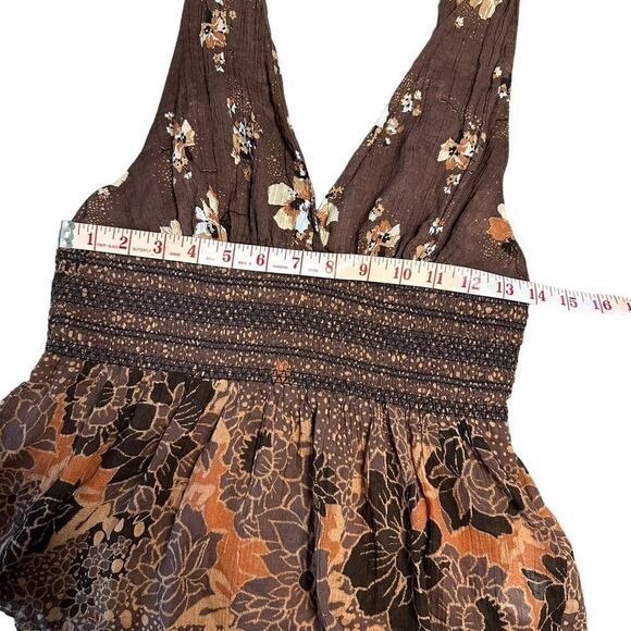 Free People Brinkley Smocked Floral Cocoa Combo Tank Top - Picture 8 of 9